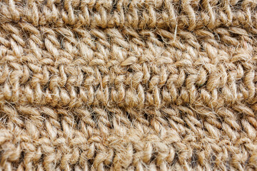 Macro texture of jute crochet loofah, eco friendly handmade sponge material