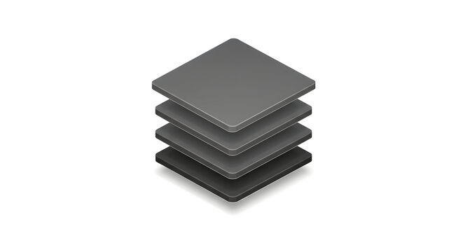 Stack of Square Layers Illustration Gray Isometric Style - Powered by Adobe