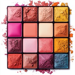 Fototapeta premium Colorful Makeup Palette with Rich Shades and Texture