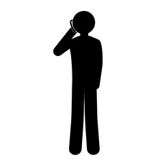 Fototapeta premium Silhouette of person using smartphone, concept of communication and modern technology