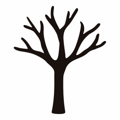 Obraz premium Silhouette of a bare tree in winter against a bright white background