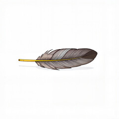 Feather, solitary, lying on white background, conceptual art, minimalist style