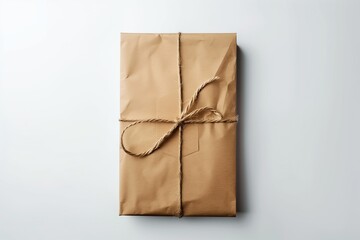 Eco-friendly kraft paper packaging mockup, blank label, clean white background, minimal sustainable design.