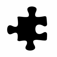 Obraz premium Single black puzzle piece on a white background for game concept