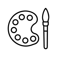 Black and white art palette with several colors and paintbrush tools