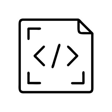 Coding file icon representing software development and web page creation processes