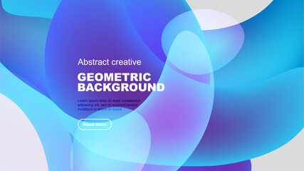 Fluid shapes, vibrant colors create modern abstract background. Text overlay promotes further exploration. Design feels dynamic, fresh.