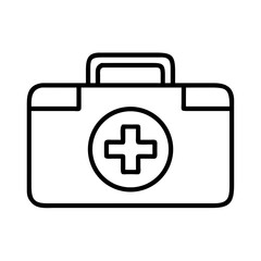 Obraz premium Minimalistic outline vector drawing of first aid kit and medicine symbol