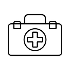 Fototapeta premium Simple line art depiction of a first aid kit with white background