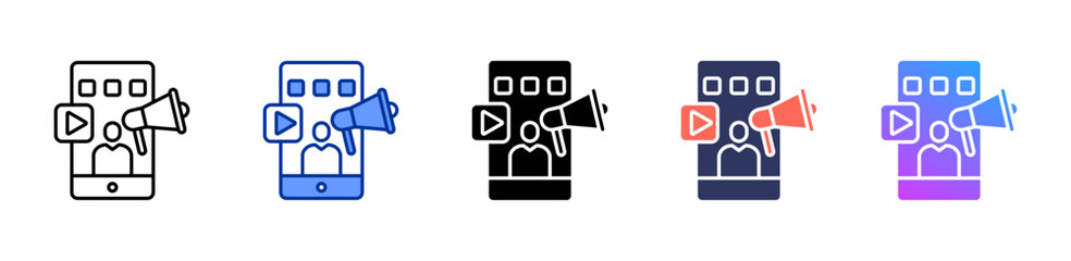 Influencer Marketing icon sheet multiple style collection