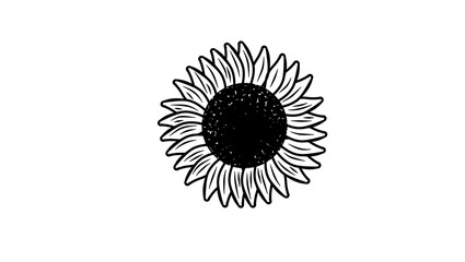 Sunflower sign, black isolated silhouette