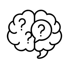 Brain with Multiple Question Marks Represents Cognitive Load and Problem Solving