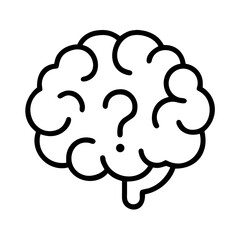 Human Brain with Question Mark, Represents Thinking and Cognitive Processes