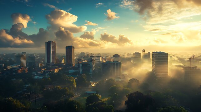 Beautiful harare zimbabwe capital skyline with tall buildings picture