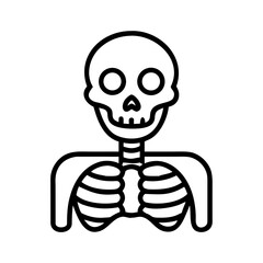 Simple line drawing of a stylized skeleton with a skull and ribs