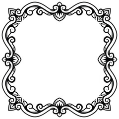 elegant square ornamental frame with vintage floral motifs, decorative black border design isolated on white background