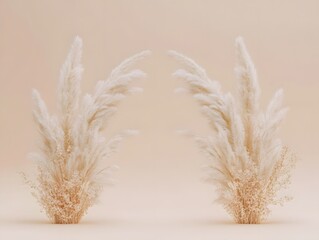 Elegant Beige Pampas Grass and Dried Flowers Minimalist Arrangement