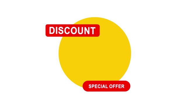 Animated text 65 percent off discount flash sale banner isolated on white background.