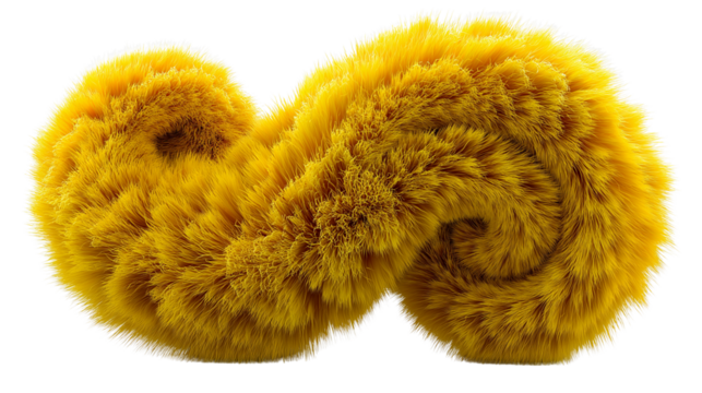 Yellow fluffy yarn in an infinite loop shape. Ideal for craft, design, and textile-related projects. Isolated on transparent background, png