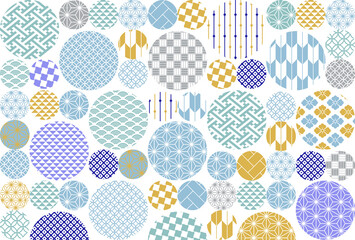 冬の季節の彩り和柄背景イラスト
