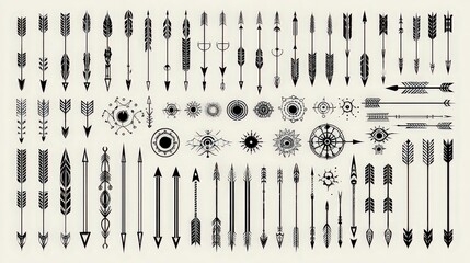 Set Of Black And White Graphic Arrows Design Elements