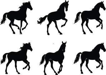 Six Horses Different Style Silhouette Set