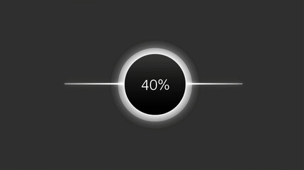 Circular loading progress at 40%. Modern UI element for digital interfaces and app design.