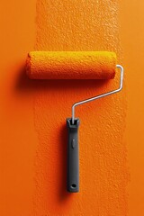 Orange Paint Roller On Orange Surface