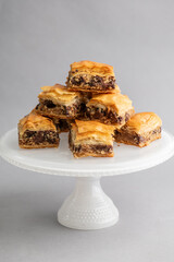 Baklavas on cake stand