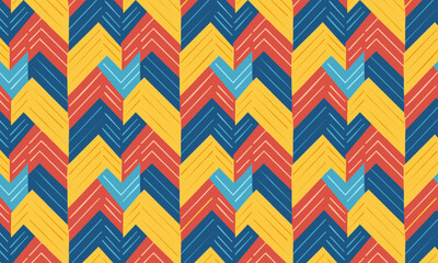 Retro Textured Chevron Seamless Pattern with Hand Drawn Lines