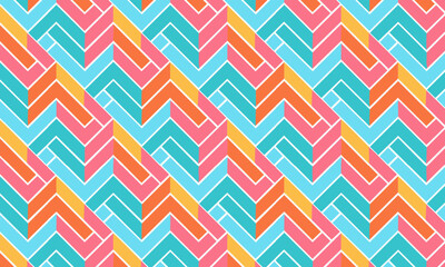Modern Geometric Herringbone Seamless Pattern with Summer Colors