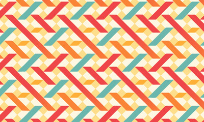 Retro Geometric Seamless Pattern with Interlocking Diagonal Lines