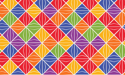 Rainbow Stained Glass Geometric Seamless Pattern