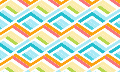 Fresh Summer Geometric Seamless Pattern with Striped Chevrons