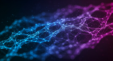 Abstract network background with glowing lines and dots in vibrant colors