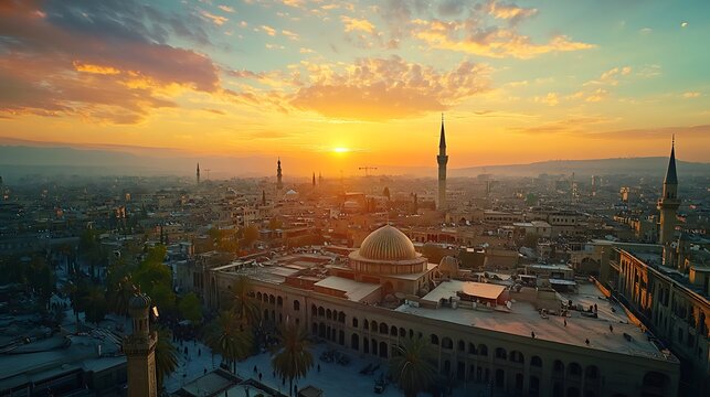 Damascus syria panoramic aerial skyline high resolution picture