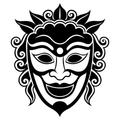 Traditional tribal mask with intricate details and a fierce expression, symbolizing culture and art