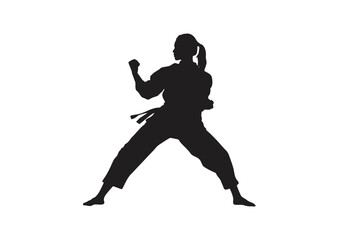 silhouette of a woman karate- vector, isolated