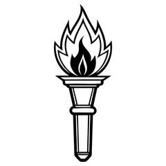 Stylized illustration of a torch with a flame, symbolizing light, knowledge, and inspiration