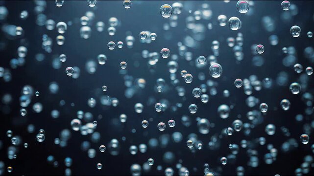 Ephemeral Bubbles in Dark Waters: A cascade of crystalline bubbles ascends against a deep, enigmatic backdrop, evoking a sense of ethereal beauty and aquatic mystery.