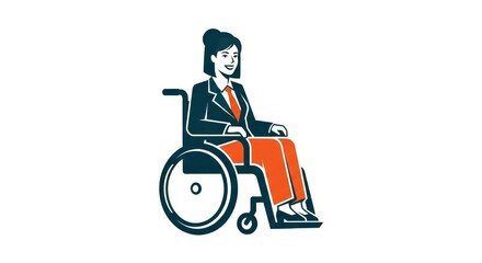 Empowered Businesswoman in Wheelchair: Inclusive Leadership Illustration, Professional Woman in Suit: Disability Representation in Business