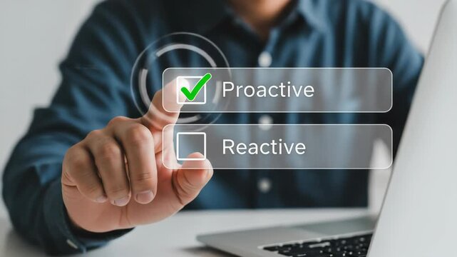 Proactive vs Reactive: Choosing the Right Approach - A Concept Illustration with Click Animation