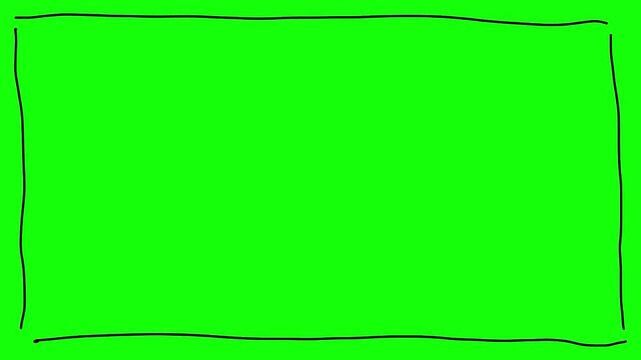 Hand-drawn black square frame animation on green screen