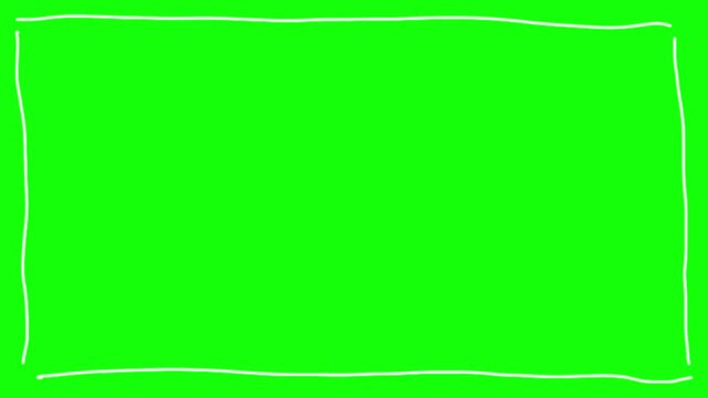 Hand-drawn white square frame animation on green screen
