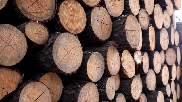 Pile of wood logs, a natural resource and essential material for building and heating