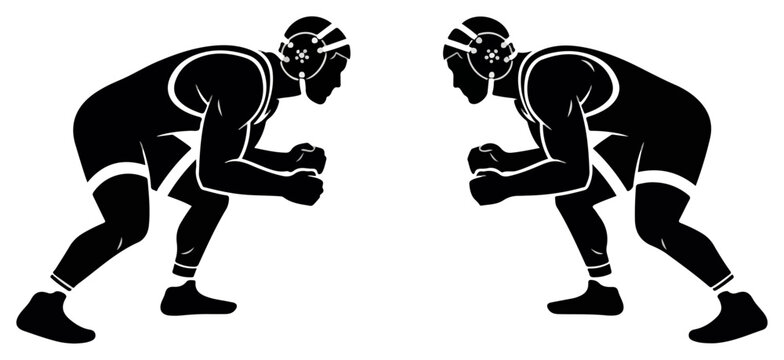 Wrestlers Facing Off - A Display of Athleticism and Competition.