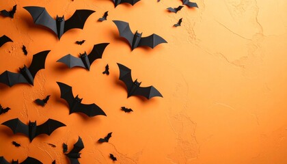 Naklejka premium halloween and decoration concept - paper bats flying