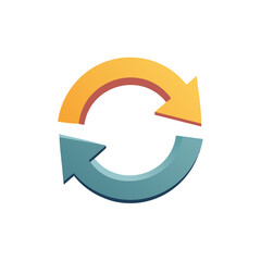 Gradient 3D Circular Arrows Icon Representing Cycle, Refresh, and Continuous Flow