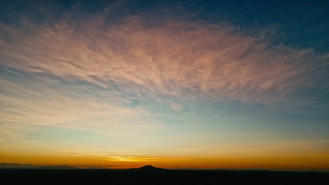 4K Aerial Drone Shot of Sunset Sky in Countryside Nature