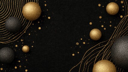 Fototapeta premium Abstract black background with golden ornaments